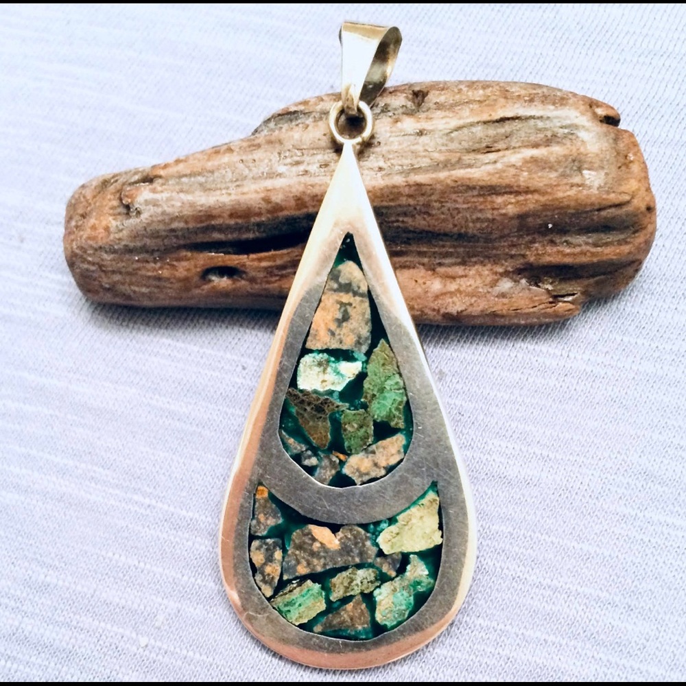 Crushed Abalone and Sterling Teardrop